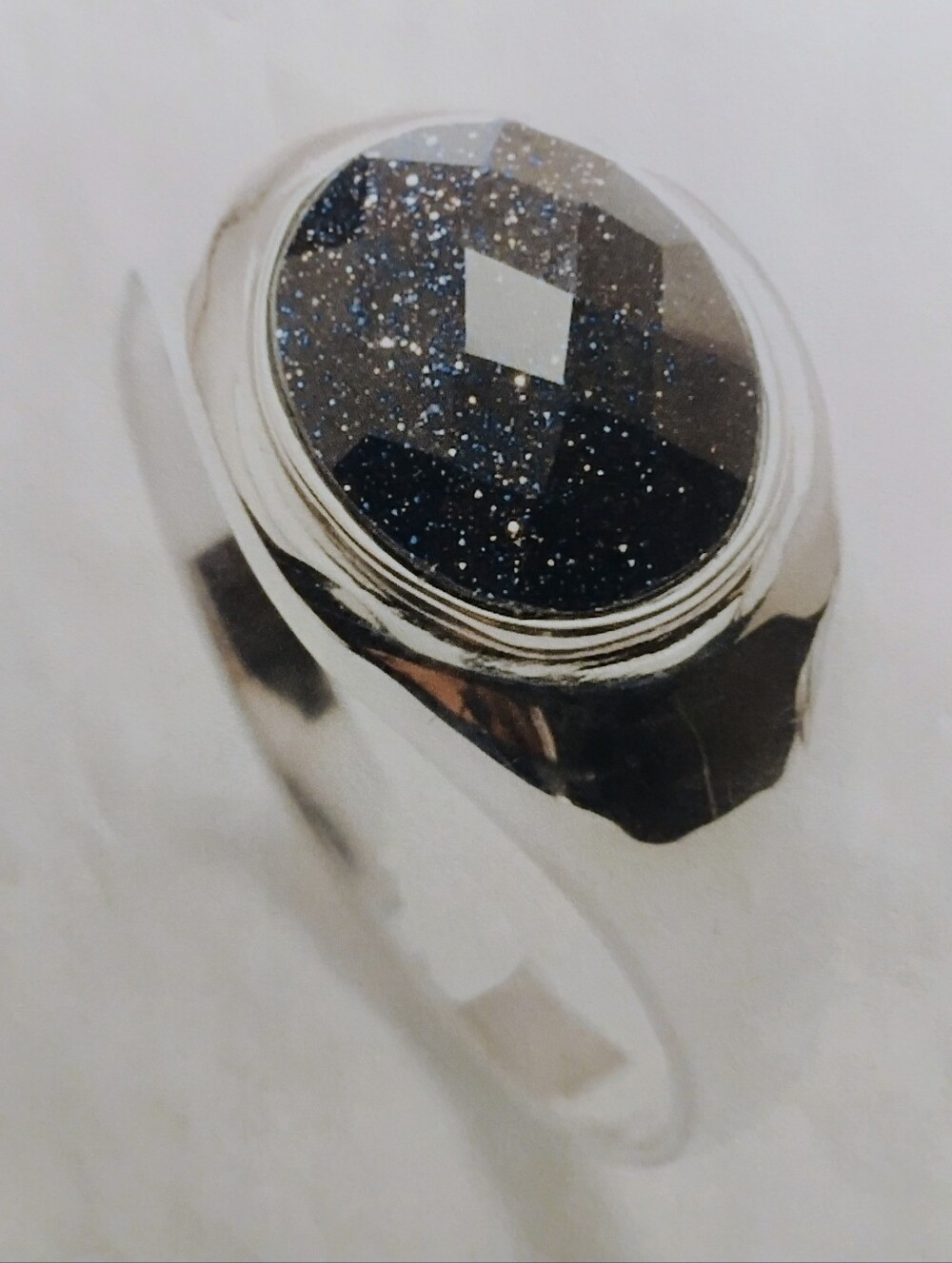 Blue Goldstone 925 Sterling Silver Size 9.5